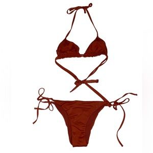 Two pieces swimsuit color terracotta. Size small.